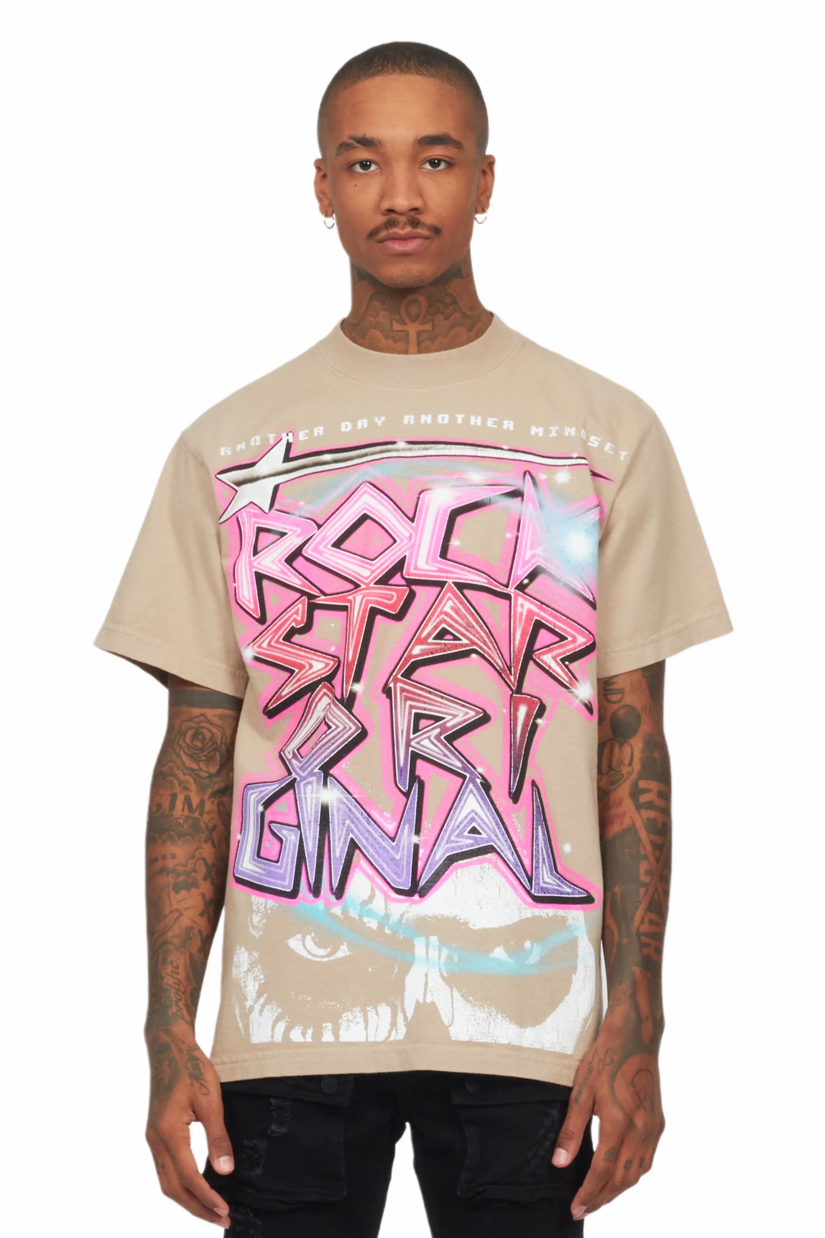 Krog Oatmeal Oversized Graphic T-Shirt Bold Men's Animal