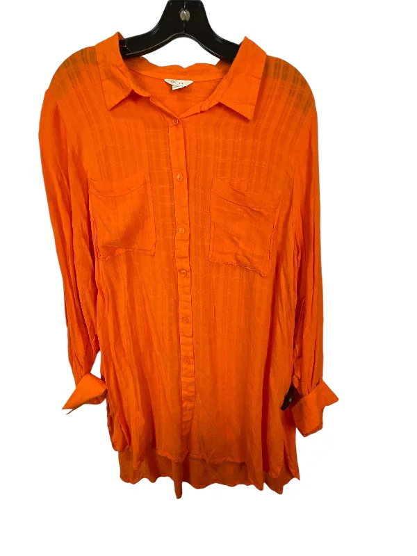 Top Long Sleeve By Cato In Orange, Size: 1x Elegant Men's Formal 