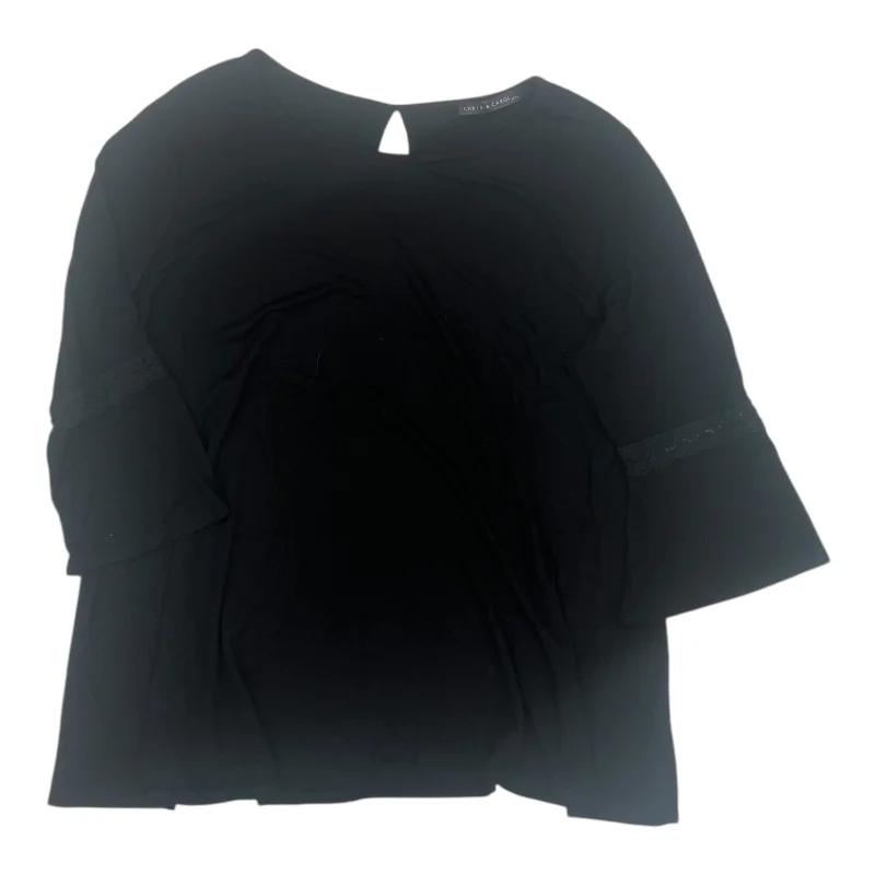 Top 3/4 Sleeve By Chris And Carol In Black, Size:1X Relaxed Men's Beach