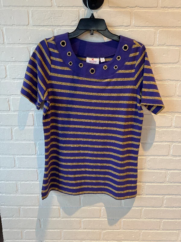 Top Short Sleeve By Quaker Factory In Gold & Purple, Size: S Earthy Men's Sustainable 