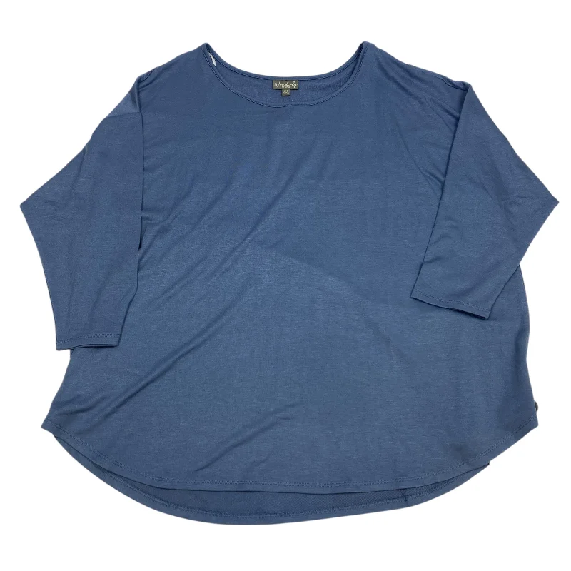 Top 3/4 Sleeve Basic By Wonderly In Blue, Size: 3x Street