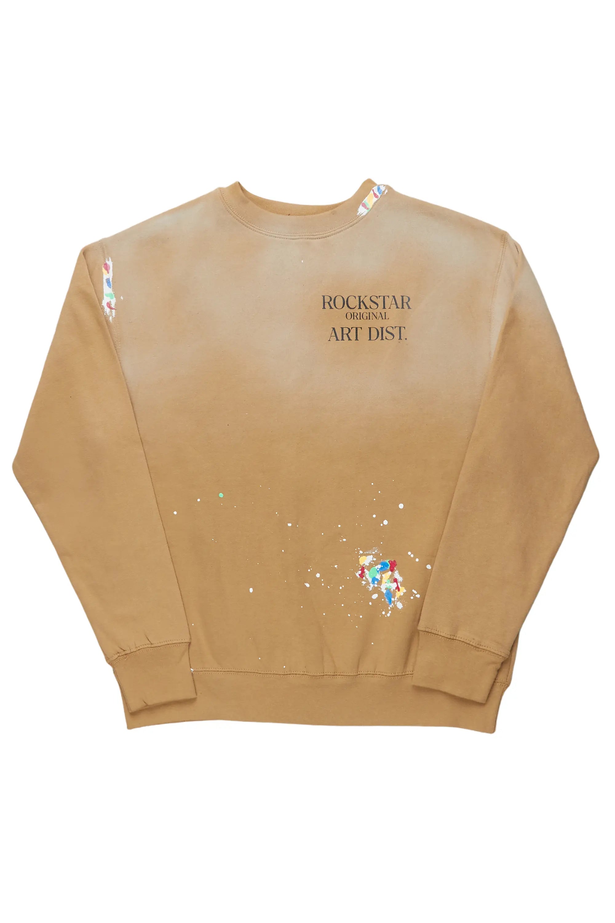 Rockstar Art Dist. Beige Crewneck Sleek Men's Metallic