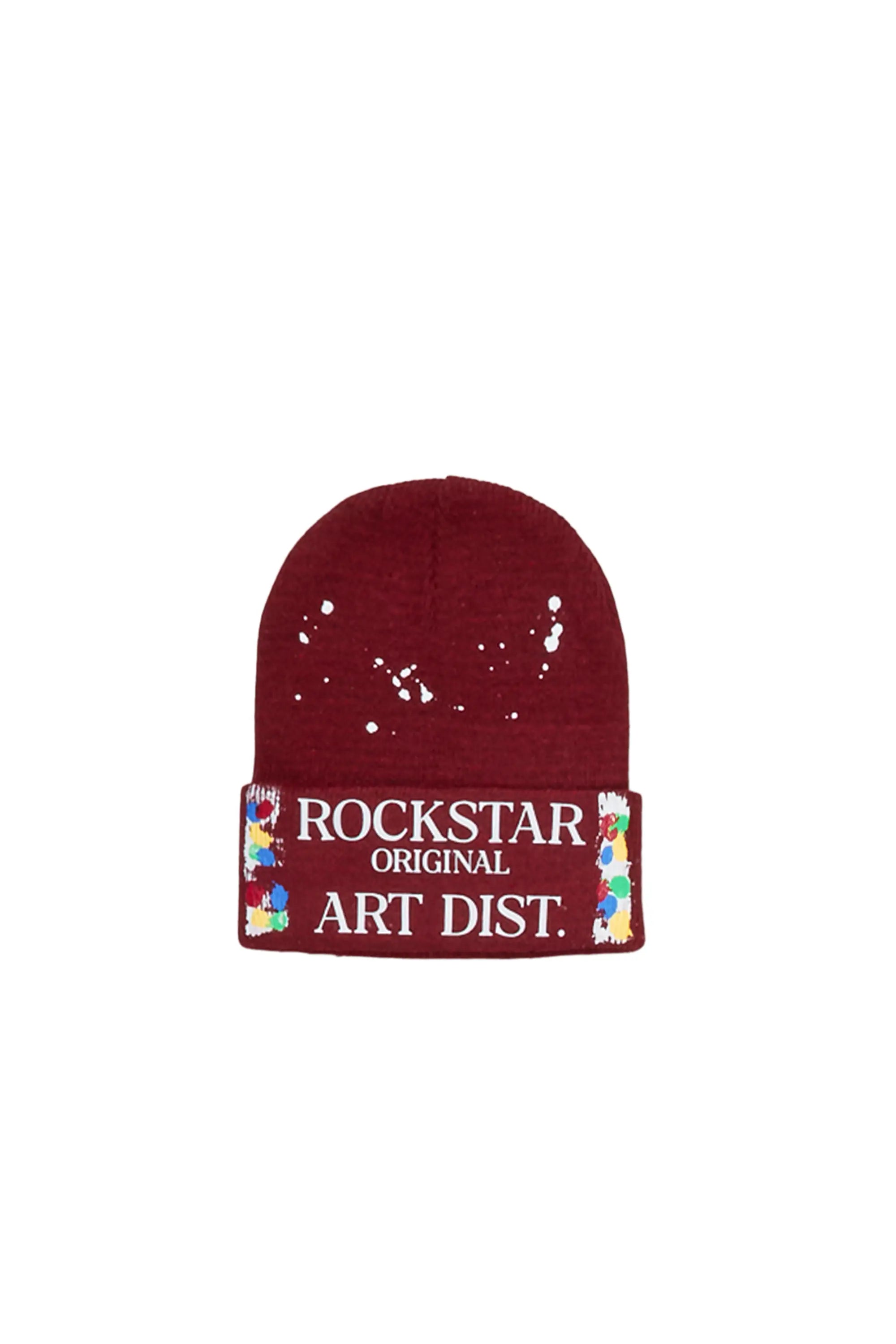 Boys Axelly Burgundy Graphic Beanie Sophisticated Men's 