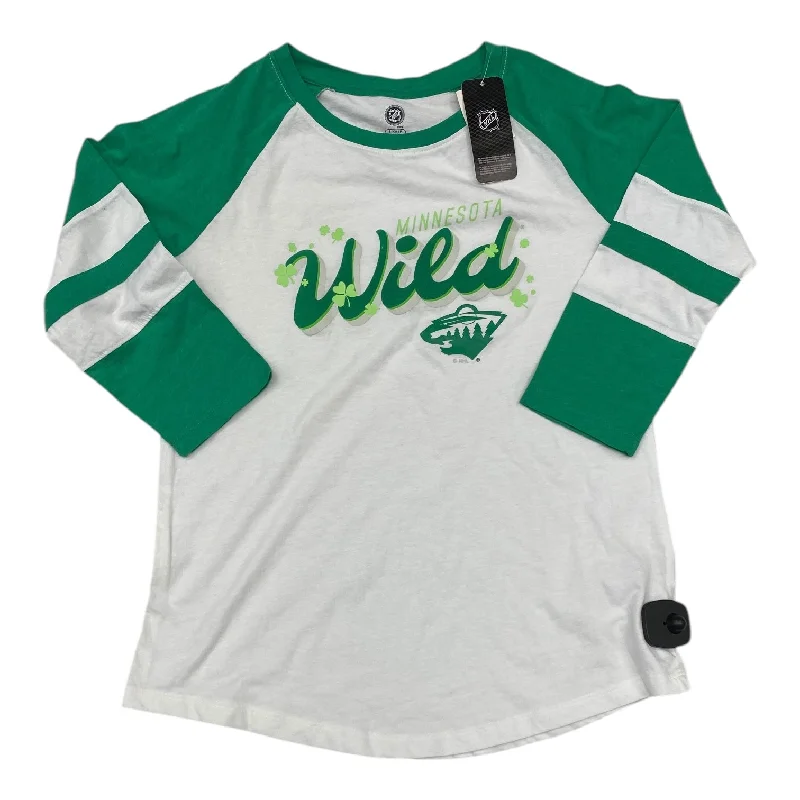 Top Ls By Nhl In Green & White, Size:S Trendy Men's Scandinavian