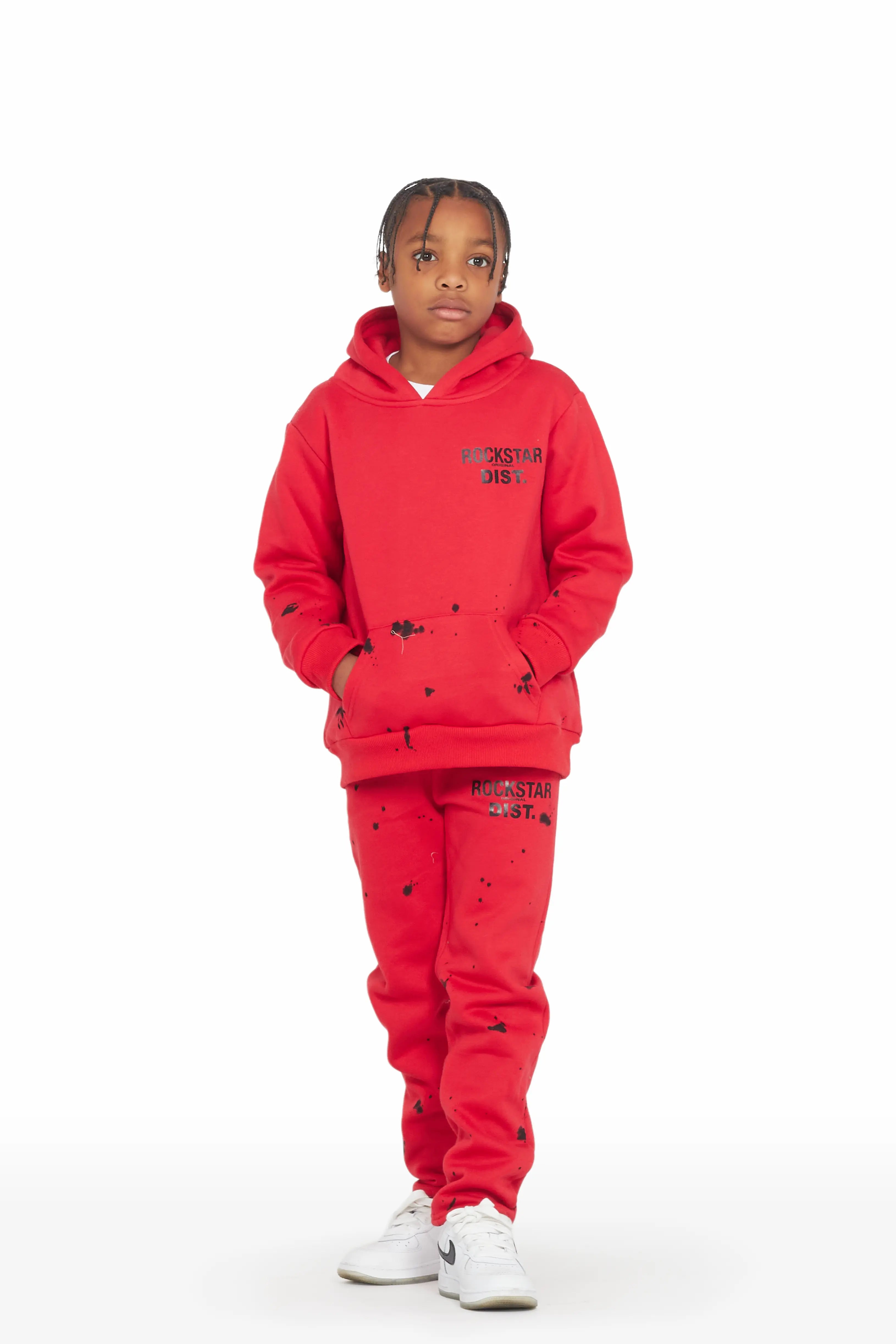 Boys Raffer Red Hoodie Slim Fit Track Set Hip Men's Urban