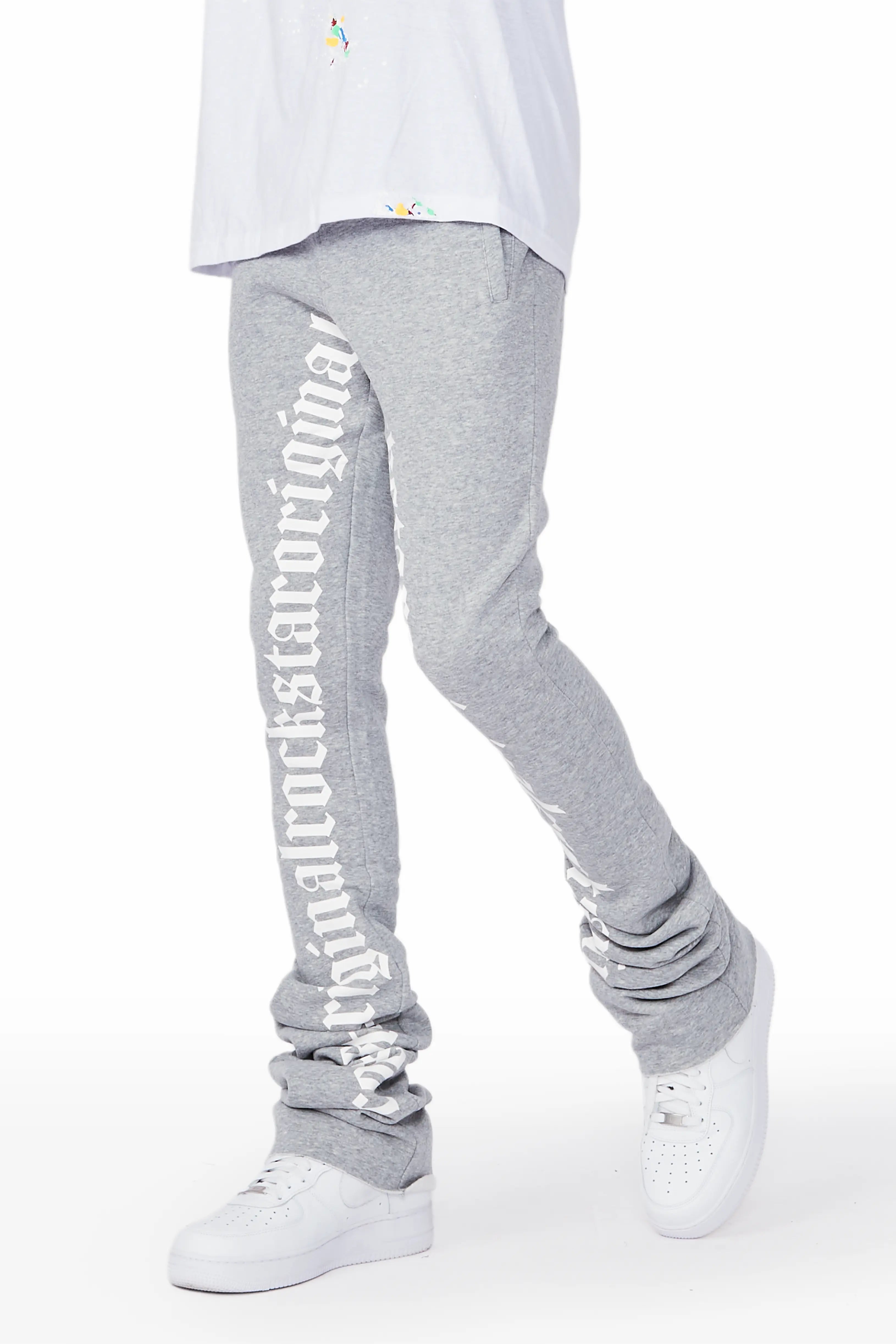 Callie Heather Grey Super Stacked Pants Business