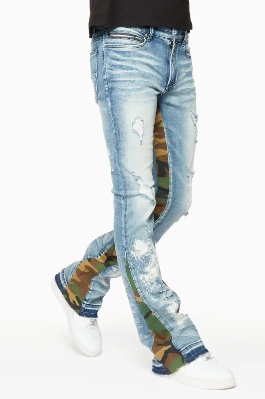 Strass Blue Stacked Flare Jean Traditional Men's Country