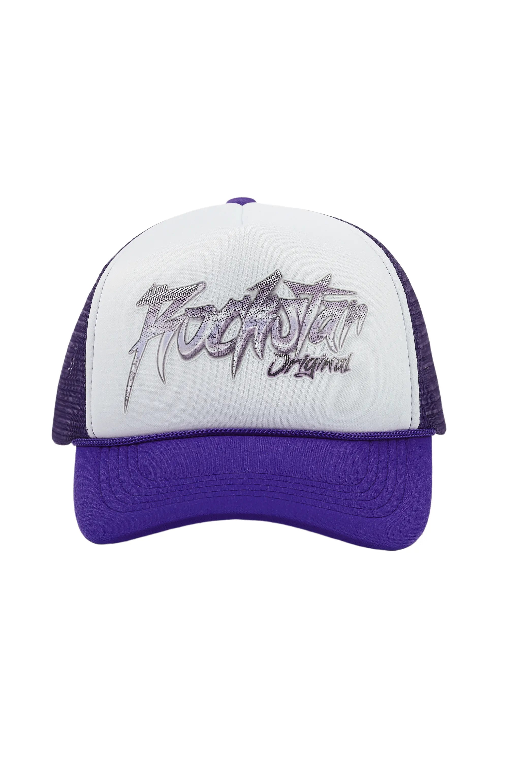 Mikelo White/Purple Trucker Hat Tough Men's Tactical