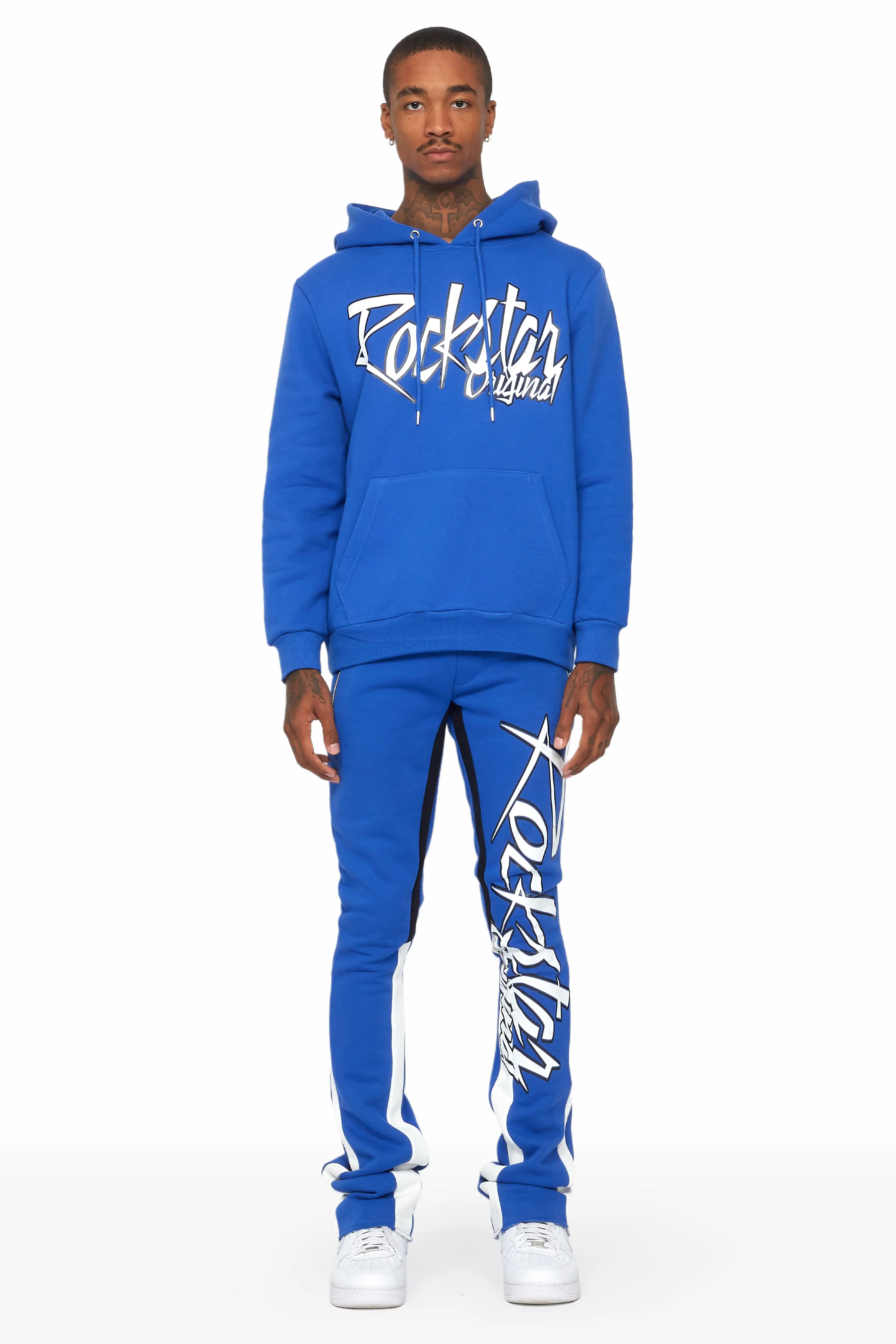 Kalibre Royal Blue Hoodie/Flare Trackset Casual Men's Short