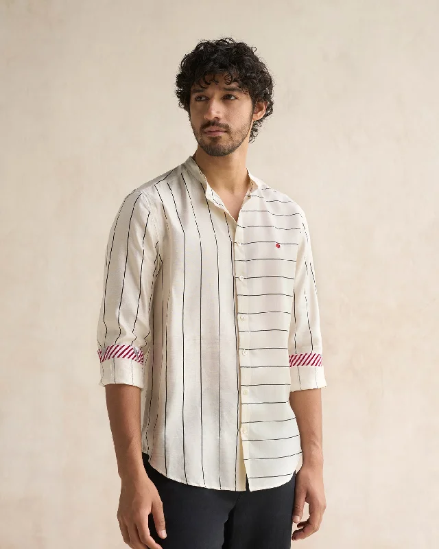 Nawab Shirt - Ivory & Black Sharp Men's Italian