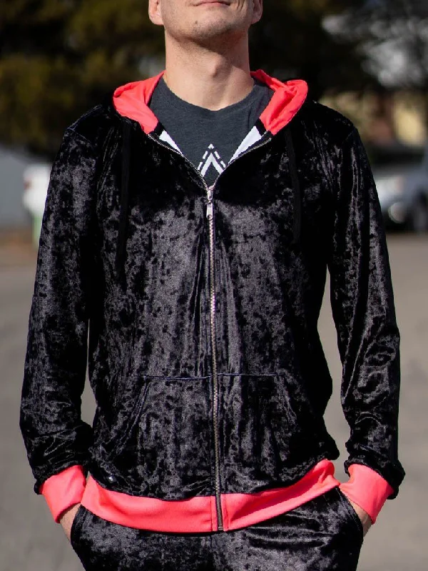 Neon Crushed Velvet Unisex Zip-Up Hoodie