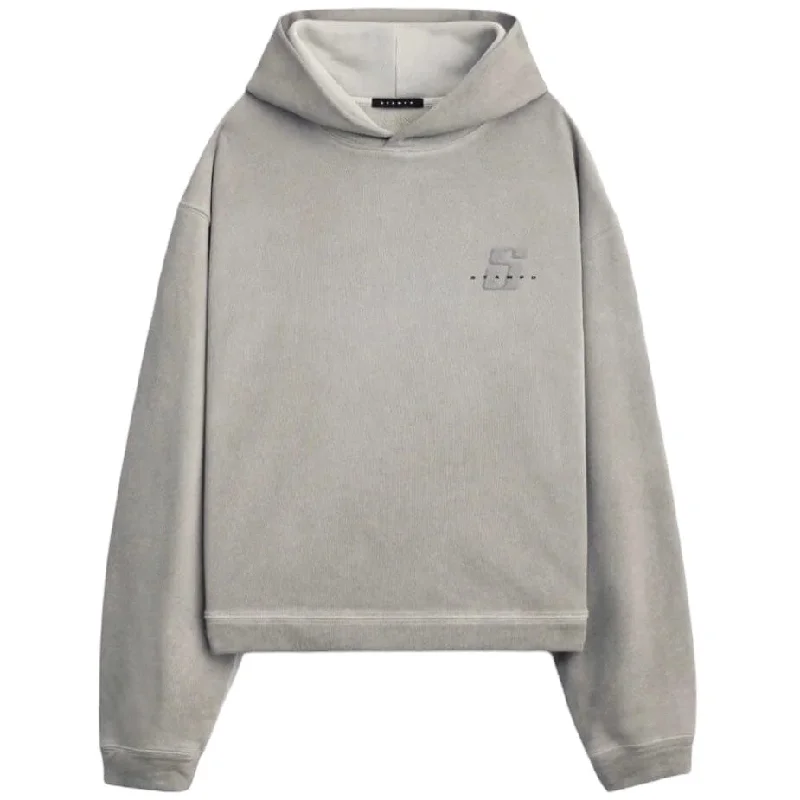 StampD Cement Transit Relaxed Cropped Hoodie (VIntage Washed Fog)