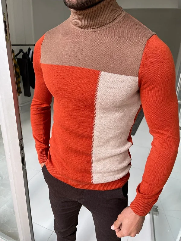 Bojo Orange Slim Fit Turtleneck Sweater