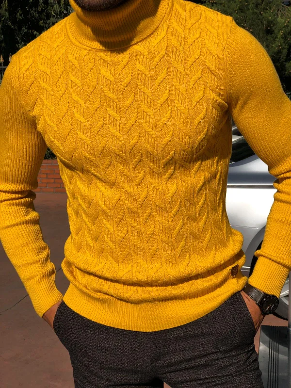 Calvin Slim-Fit Turtleneck Knitwear Yellow