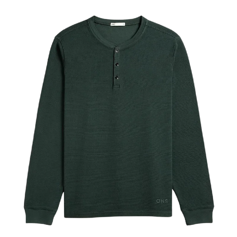 Court Waffle Henley - Dark Green