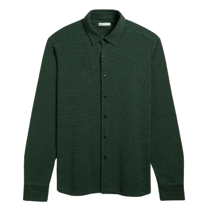 Darcy Slub Waffle Shirt - Dark Green