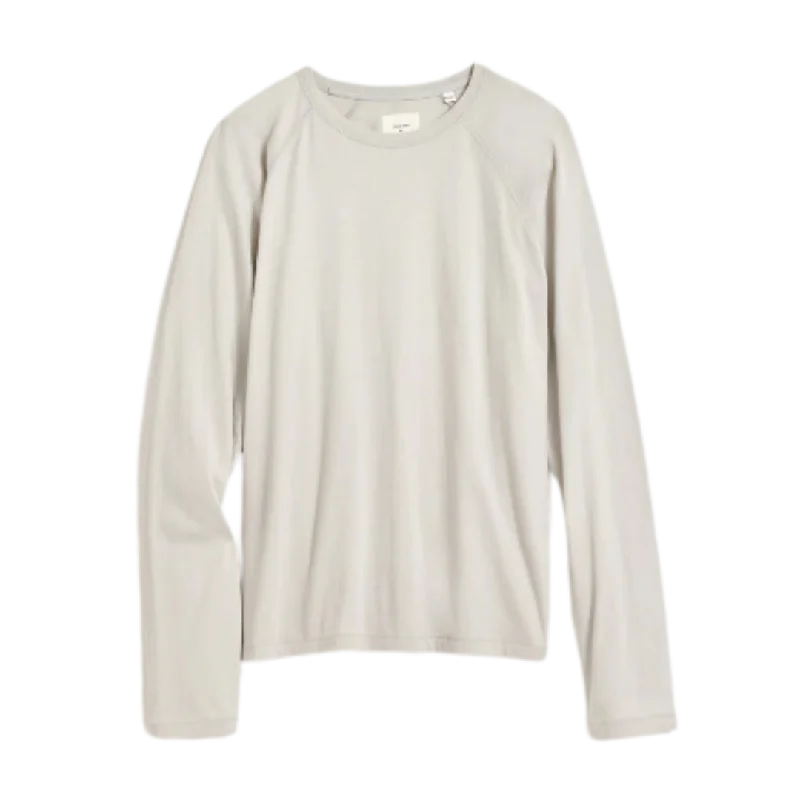 Long Sleeve Sueded Cotton Crew - Silver