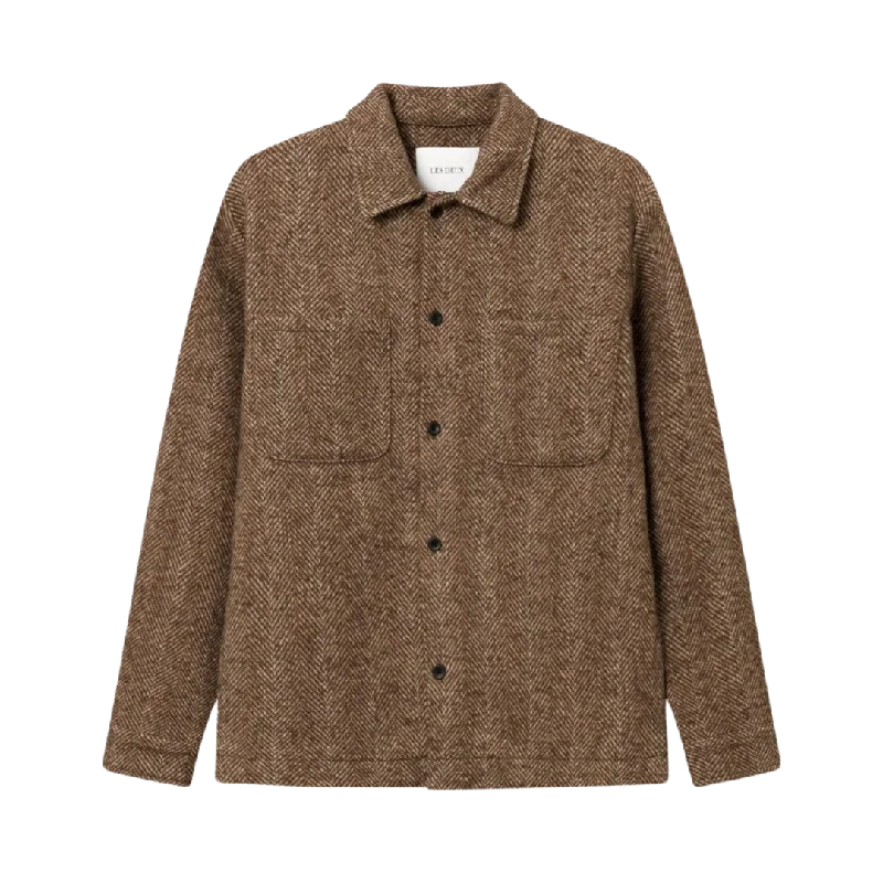 Milian Herringbone Overshirt - Dark Sand