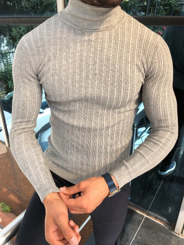 Santo Slim-Fit Turtleneck Knitwear Gray