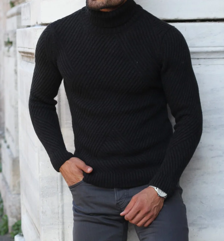 Slim-Fit Wool Turtleneck Knitwear Black