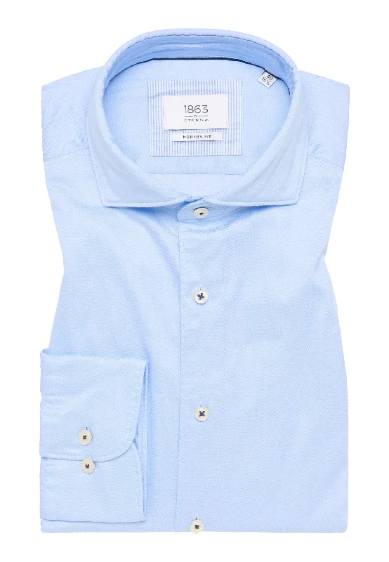 'Soft Luxury Shirt' In Light Blue - Modern Fit - Two Ply Cotton Twill Everyday Shirt with Cutaway Collar by Eterna 1863