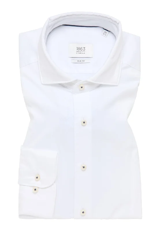 'Soft Luxury Shirt' In White - Slim Fit - Two Ply Cotton Twill Everyday Shirt with Cutaway Collar by Eterna 1863