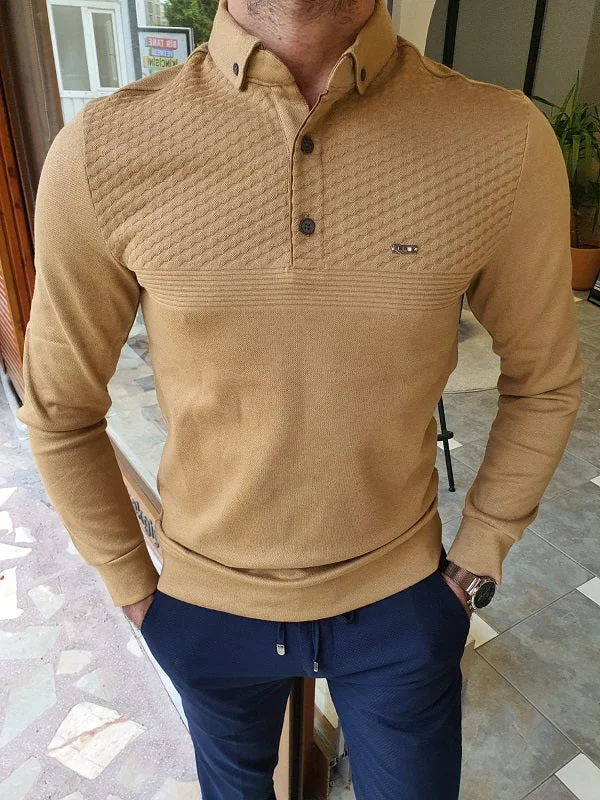 Verno Mustard Slim Fit Long Sleeve Polo Shirt