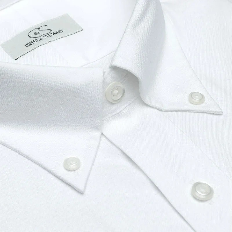 The Standard White - Wrinkle-Free Pinpoint Oxford Cotton Dress Shirt with Button-Down Collar by Cooper & Stewart