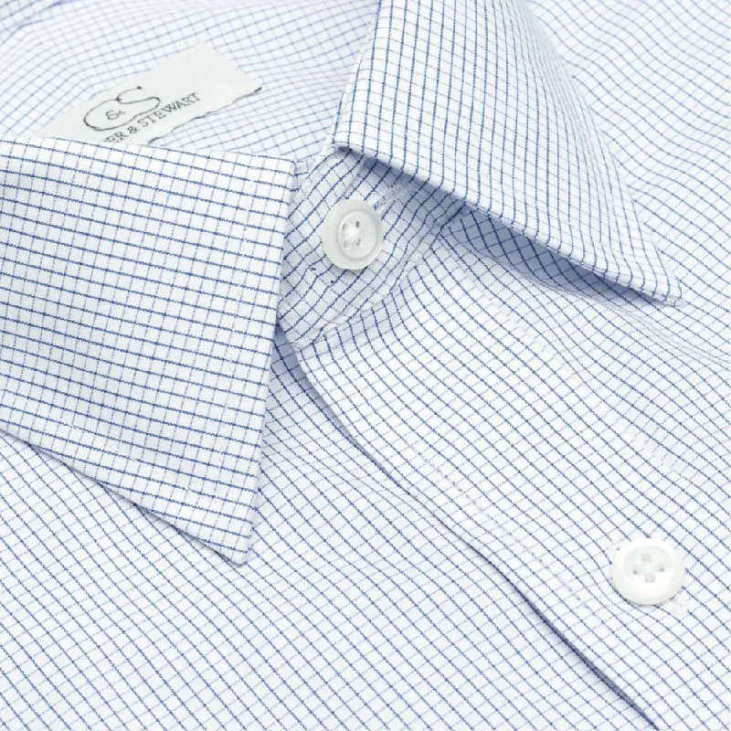 The Dover - Wrinkle-Free Graph Check Cotton Dress Shirt in Blue by Cooper & Stewart