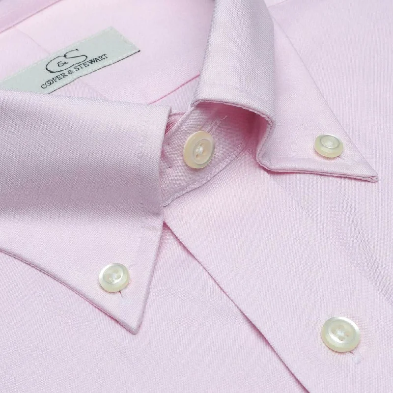 The Standard Pink - Wrinkle-Free Pinpoint Oxford Cotton Dress Shirt with Button-Down Collar by Cooper & Stewart