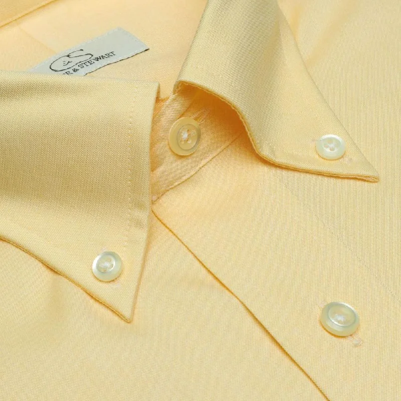 The Standard Yellow - Wrinkle-Free Pinpoint Oxford Cotton Dress Shirt with Button-Down Collar by Cooper & Stewart