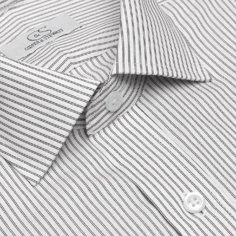 The Franklin Black - Wrinkle-Free Satin Stripe Cotton Dress Shirt by Cooper & Stewart