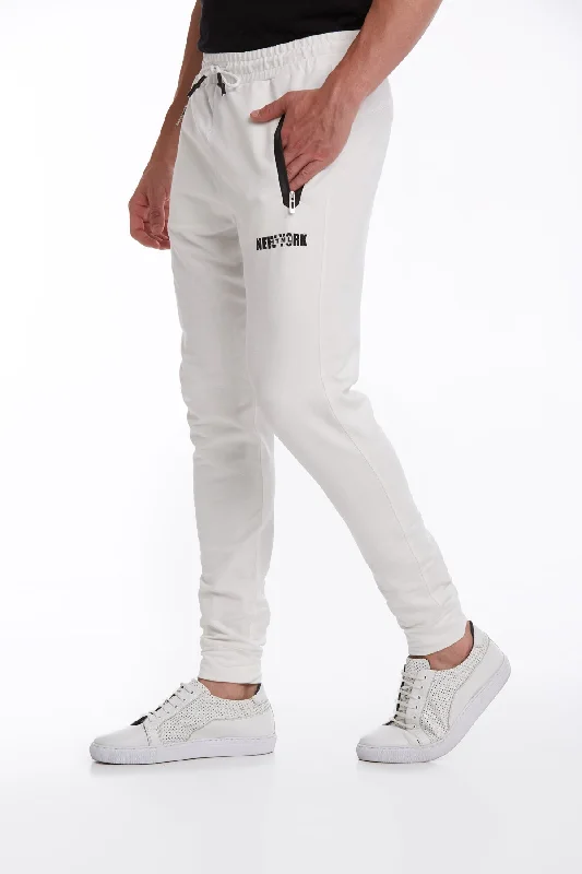 Regular Fit Cotton Blend Black Sweatpants, White K.