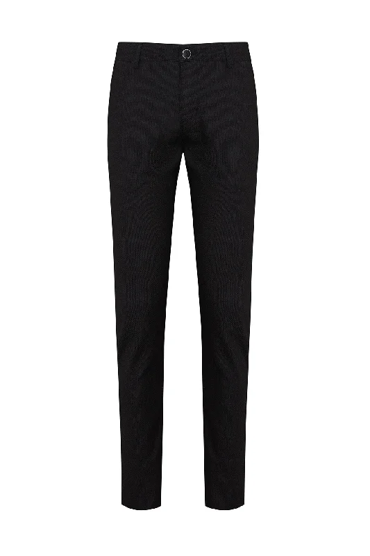 Slim Fit Side Pocket Low Waist Unpleated Cotton Gray Casual Pants, Black D.