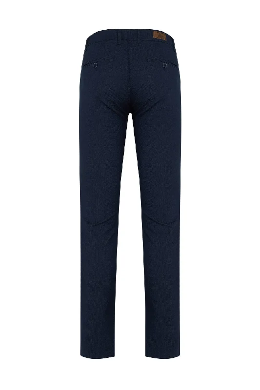 Slim Fit Side Pocket Low Waist Unpleated Cotton Gray Casual Pants, Navy D.