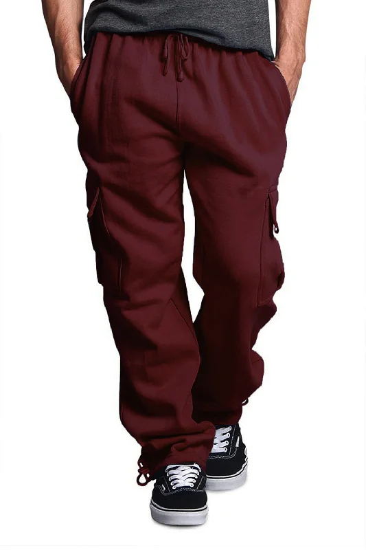 Victorious Men's Solid Fleece Heavyweight Cargo Sweat Pants