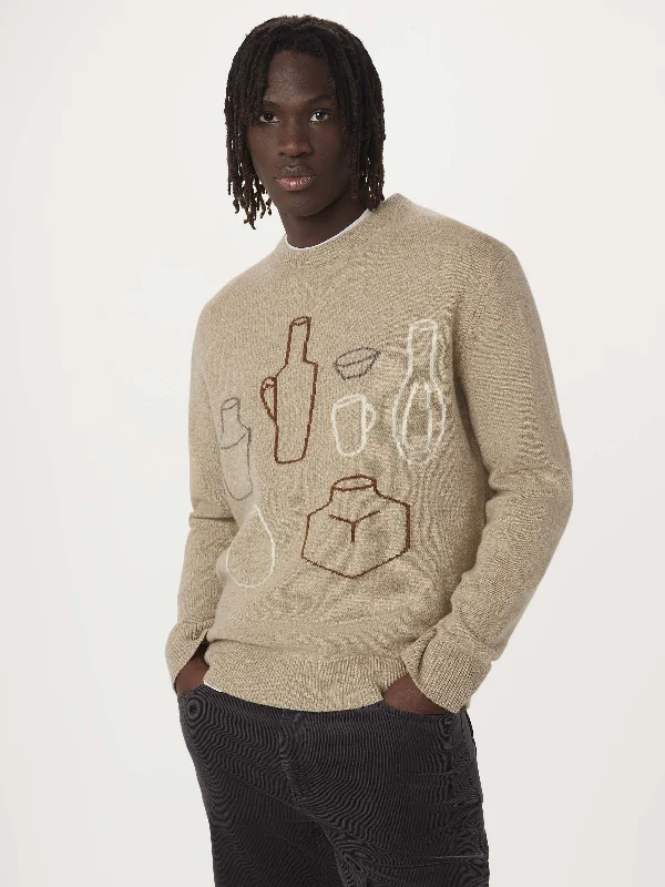 The Lambswool Intarsia Sweater in Natural Beige