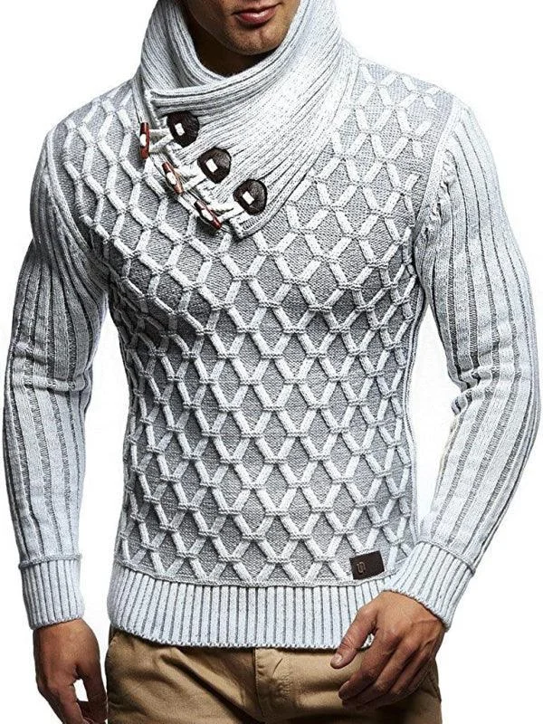 Buttoned Loose Men Turtleneck Sweater