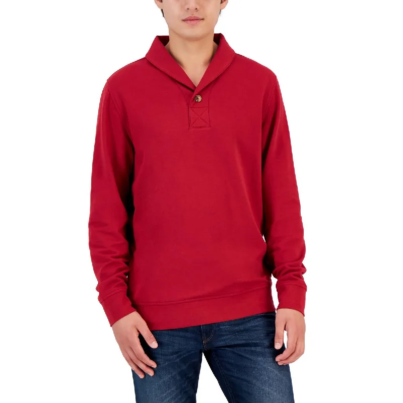 Club Room Mens Fleece Placket Pullover Sweater