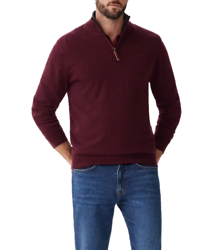 Ernest Sweater - 1/4 Zip -  Burgundy