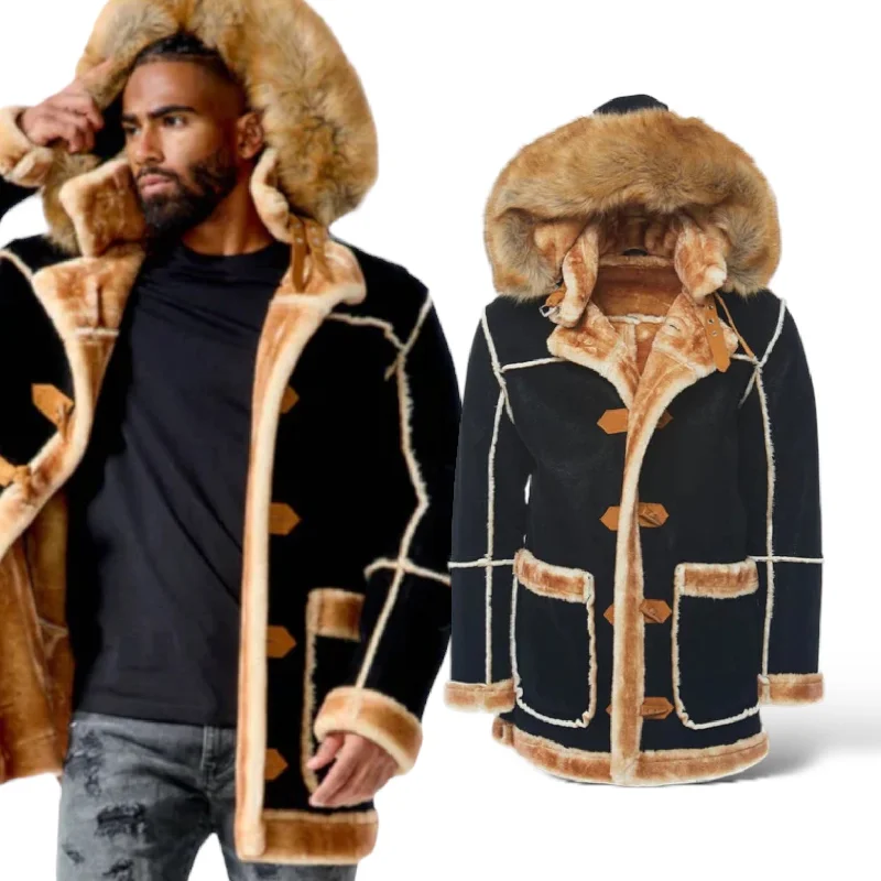 Jordan Craig Shearling Coat (Back Coffee)