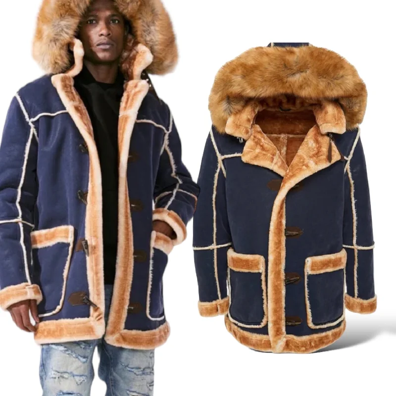 Jordan Craig Shearling Coat (Navy2)