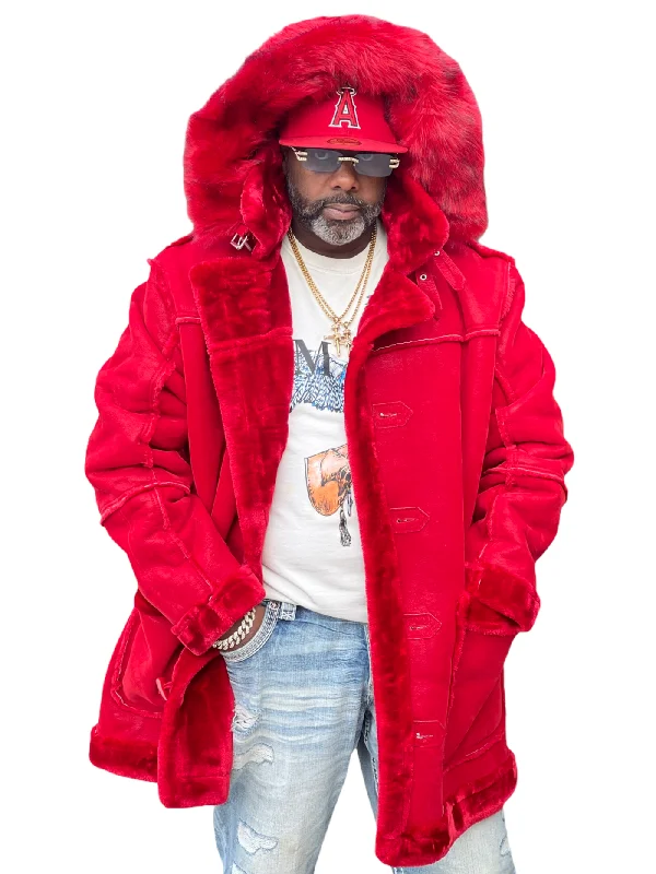 Jordan Craig Shearling Coat (Red)