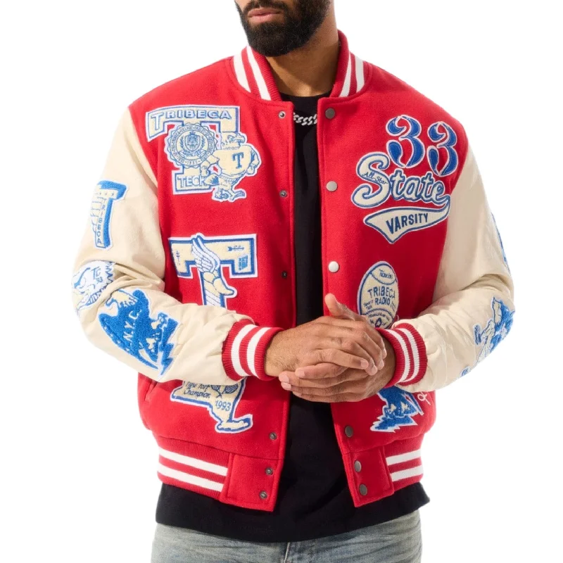 Jordan Craig Wool Bomber Jacket (Red)