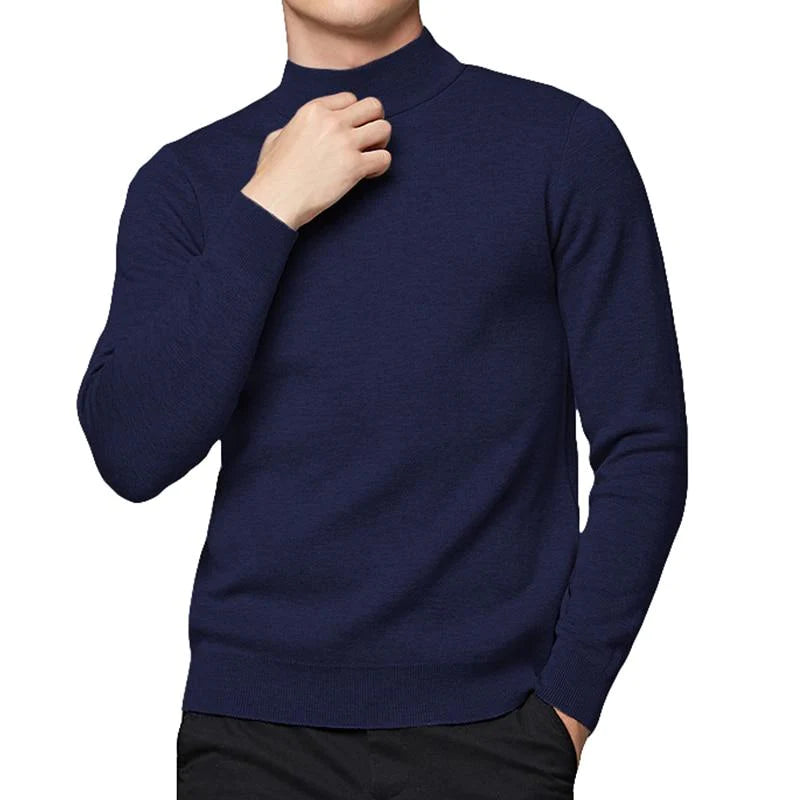 Men's Autumn Cotton Knitted Slim Pullover Turtleneck Sweaters