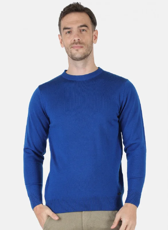 Men Blue Solid Pullover