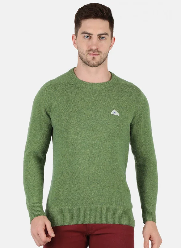 Men Green Solid Pullover