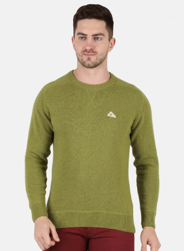 Men Green Solid Pullover