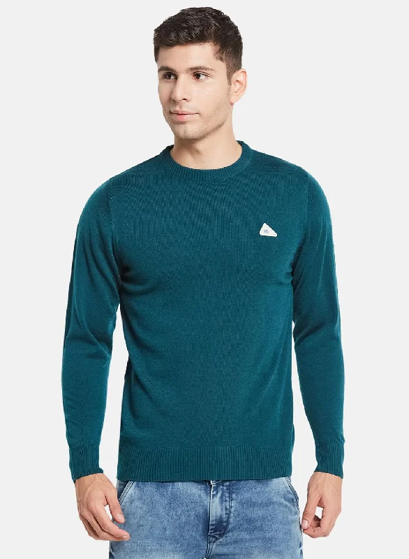 Men Green Solid Pullover