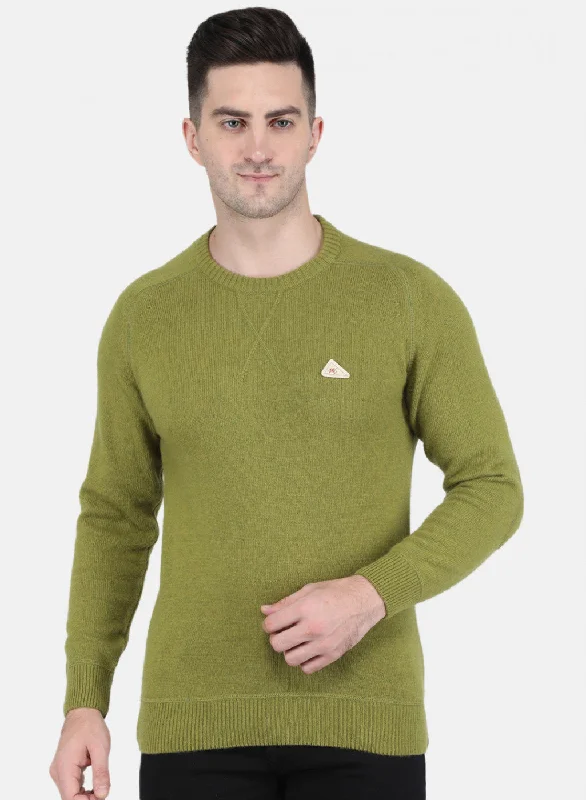 Men Green Solid Pullover